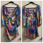 Luli Fama Women's Deco Gardens Halter Long Sleeve Cut Out Mini Dress Size Medium Photo 1