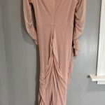 NEW! CLUB L LONDON Blush Pink Maternity Asymmetric Ruched Maxi Dress US 10/UK 14 Photo 8