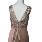 Amsale Pink Sleeveless Crew Neck Maxi Gown Size 10 Tan Photo 4