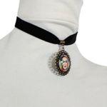 Frida Kahlo Velvet Choker Bronze Cameo Necklace Black Photo 2