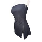 Anthropologie Maeve x  Asymmetrical Zipper Tube Top Black/Noir Size Large Photo 3