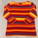 Ralph Lauren Lauren Women's Top Pullover 3/4 Sleeve 100% Cotton Striped Size L Photo 0