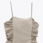 ZARA NWT  Faux Leather Draped Bodycon Dress Stone Photo 4