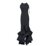 Betsy and Adam . Arielle Scuba Crepe Ruffle Slit Gown. Photo 1