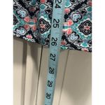 Faded Glory  Teal/Peach Paisley 3/4 Sleeve Pleated‎ Front Blouse Size XXL Crochet Photo 2