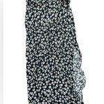 Reformation Phoebe midi black skirt white daisies size 0 with slit Photo 1