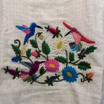 New Vintage Deadstock Embroidered Floral Hummingbird Bird Top Pink Photo 2