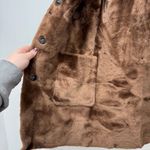 Reversible Leather Fur Jacket Chocolate Brown Long Line Fuzzy Mob Wife Teddy Size M Photo 2