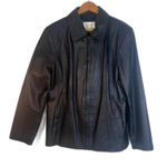 Worthington Black Leather Jacket Full Zip Classic Neutral Bikercore Size Large Photo 0