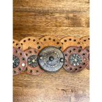 VTG Bohemian Concho Leather Belt Medallion Brown Size M Photo 2