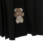 Romwe Bear Embroidery Pleated Black Mini Skirt Women's Medium Y2K Dark Academia Photo 4