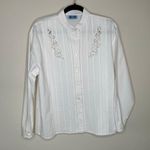 Vintage White Shirt Lace Embroidered Cutout Pintuck Front Cotton Sz Small Photo 0