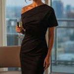 ASOS  Black Fallen Shoulder Dress (2) Photo 0