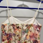 Emerald Sundae Cream Floral Fitted Midi Dress - Size 9 Photo 3