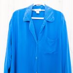 Victoria's Secret VTG  Womens Silk Pajama Top Size M Blue Gold Label Quiet Luxury Photo 1