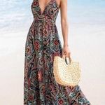 Cupshe Women’s Beach Floral Ornate Print Plunge Maxi Dress Small NWT Photo 0