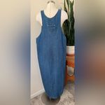 Vintage Denim Zip‎ Front Jumper Dress Sleeveless Pockets 90s Minimalist large Blue Photo 2