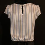 Papaya Blue & White Striped Cropped Blouse Photo 1