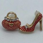 NEW purse and high heel red/gold fashion earrings Photo 3