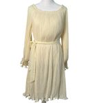 easel Chiffon Dreams Woven Lined Cream Pleated Off The Shoulder Large Dress NWT Photo 1
