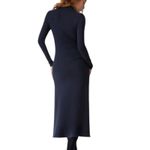 NWT OGL ProWarm Long Sleeve Mockneck Tucks Midi Dress Navy Blue Size XS Photo 2