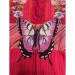 Pink Striped Dress‎ XL Floral Embroidery Butterfly Sleeveless Casual Cute Photo 5