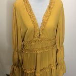 Boohoo yellow drape sleeve skater dress size 12 Photo 2