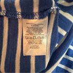 Loft  Blue Tiered Ruffle Sleeve White Striped Crew Neck T Shirt Photo 10