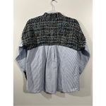 ZARA  Tweed and Cotton Blouse Long Sleeve Size Small Blue Photo 3