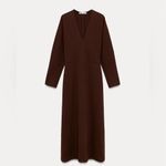 ZARA  NWT V neck long sleeve midi knit dress Photo 4
