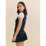 Reformation  Blair Cotton Sweater Dress Navy Grass Women’s Medium Preppy Academia Photo 2