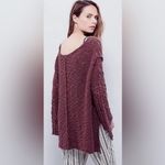 Free People  Pretty‎ Pointelle Open-Knit Vee Sweater in Rose Glow Size Medium Photo 1