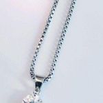 Dillard's Sterling Silver Solitaire Diamond On Silver Beaded Chain  Photo 0