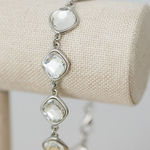 Vintage Havana Y2K Silver toned rhinestone beaded chain‎ bracelet feminine dainty Photo 0