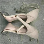 Schutz  N7530* Women’s Josseana Open Toe Eggshell Ecru Nubuck High-Heel Sandals Photo 4