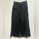 Evereve  Linen Cropped Wide Leg Black Pants Photo 1