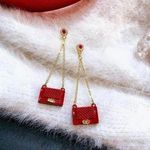 Brand New Women's Shoulder Bag Long Dangle Drop Earrings Gold Photo 0