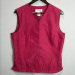 Susan Bristol Pink Vintage Button Up Embroidered Lined Vest Top Size XL Photo 0