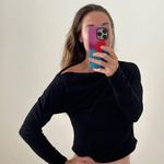 House of Harlow  1960 Off Shoulder Cropped Long Sleeve Waffle Top Sz Small Photo 5