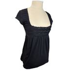 Sugar Tart Square Neck Crochet Sequin Sexy Bridgerton Black Top Size Small Photo 2