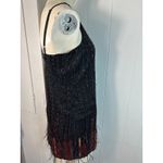 Parker Red/Black Monaco Beaded Feather Hem Flapper Mini Dress Size S Photo 4