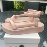 Ash Victoria Womens Leather Quilted Puffy Platform Sandals Blush pink Sz 38 Photo 5