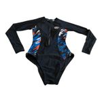 AXESEA Black Long Sleeve Zip Up Rash Guard Swimsuit One Piece Size 2 Photo 3