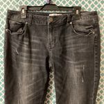 CAbi  Black Slim Boyfriend Jeans dark wash distressed women’s size 12 Photo 4