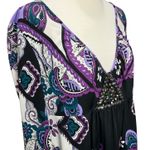ECI Y2K Babydoll Tunic Dress L Purple Paisley Studded Top Fairy Whimsygoth Boho Photo 2