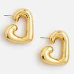 J Crew Flynn Heart Hoop Earrings Matte Gold Tone Photo 0