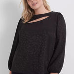 Lane Bryant Classic Long-Sleeve Cut-Out Crew-Neck Blouse Photo 0