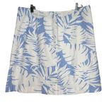 Talbots  Tropical Blue Leaf Seersucker Mini‎ Skirt Size 14 Hawaiian Resortwear Photo 0