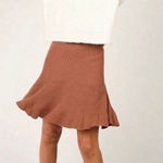 Free People  Brown Solid Gold Ribbed‎ Knit Skirt Photo 0