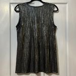 Susan Graver Black Metallic Crinkle V-neck Glittery Business Tank Top Size M Photo 2